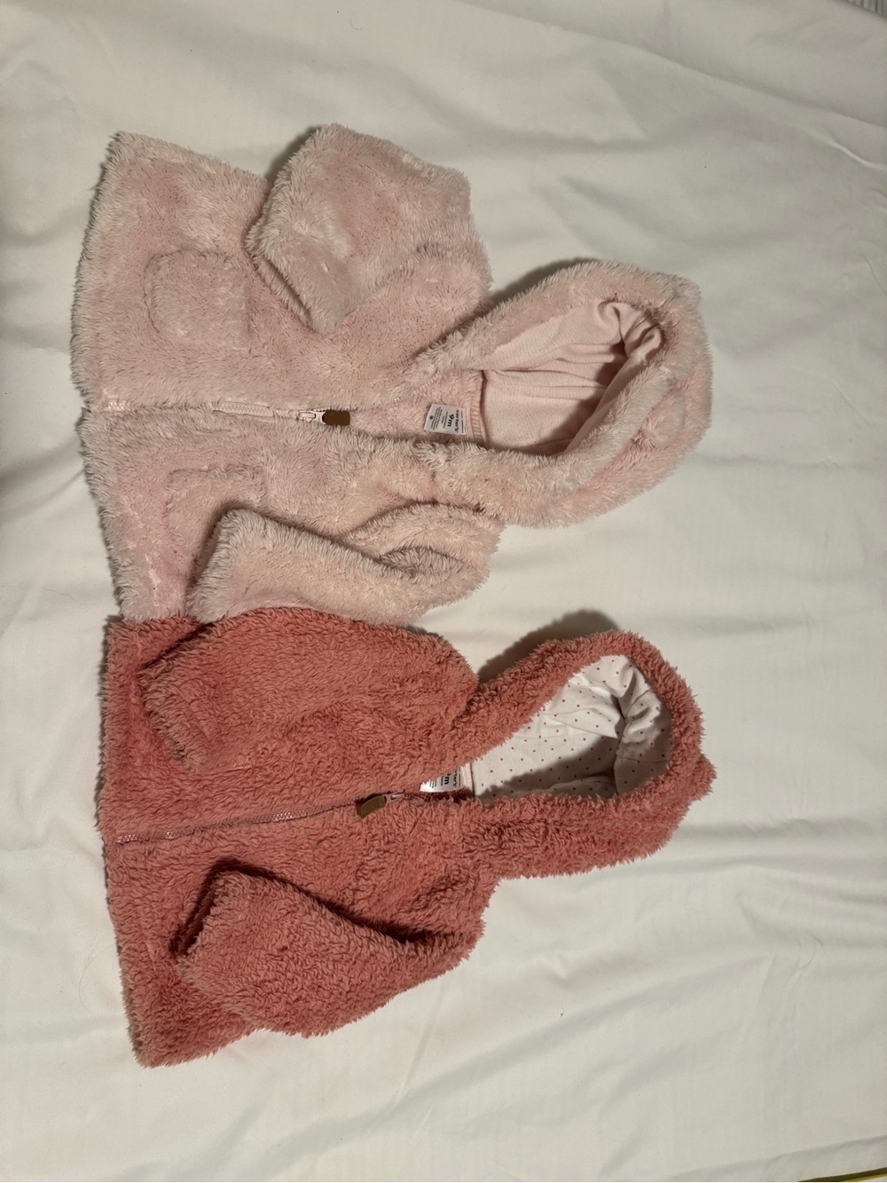 Carter's Pink and Dusty Rose Plush Hooded Puffers